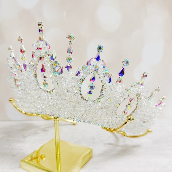 Wedding Crown, Diamond Crystal Crown, Bridal Jewelry, Silver Bridal Headpiece main image 8